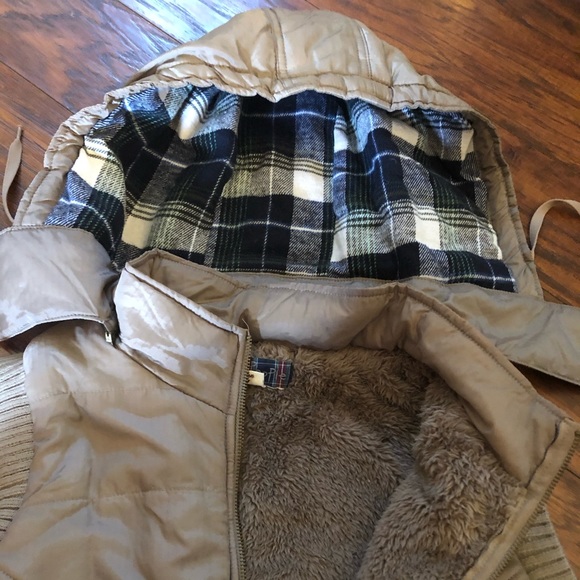NWT Free People puffer plaid fur boho vest jacket - Picture 2 of 4